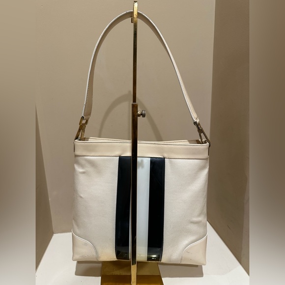 GUCCI Sherry Line Shoulder Bag Canvas Patent leather White - Picture 7 of 12